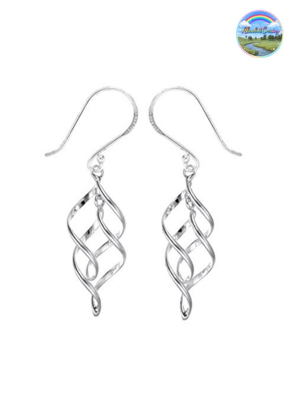 Sterling Silver Spiral Ribbon Dangle Earrings Hypoallergenic Nickel-Free